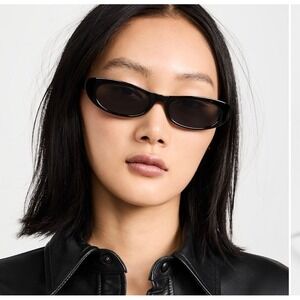 AIRE Avior Black Oval Sunglasses AIREE30074 Recycled Plastic Narrow Frames